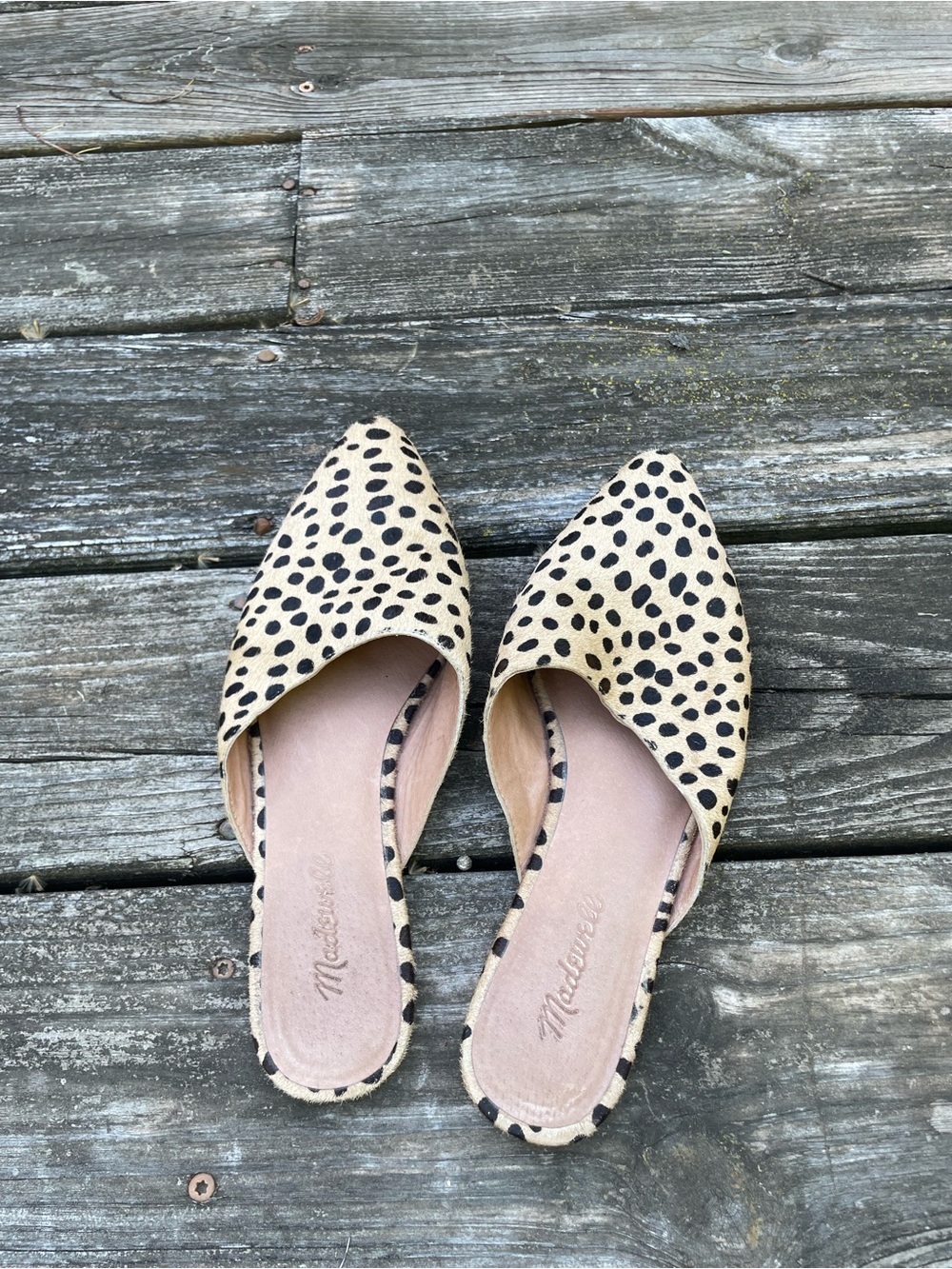 Madewell calf hair Pointed Slip-On Mules in Tan and Black - Picture 2 of 2